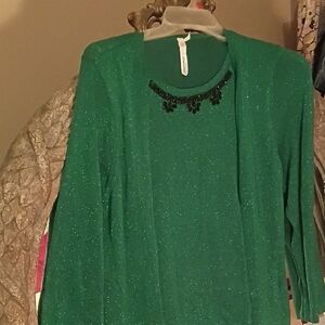 NY Collection Emerald Knit with Beaded Detail